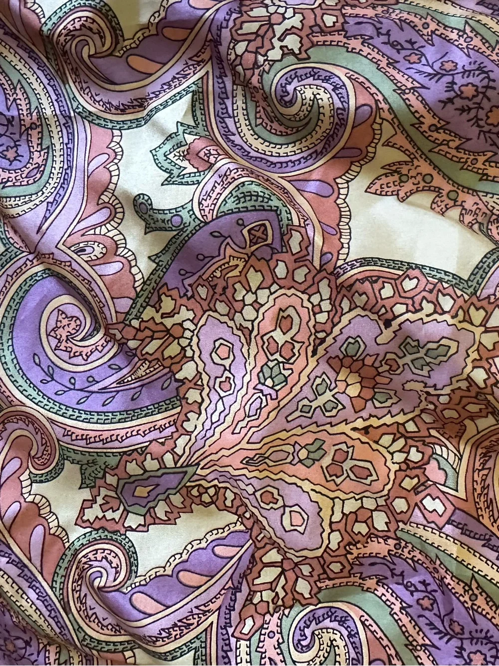 Harve Benard Vintage Silk Paisley Scarf Signed